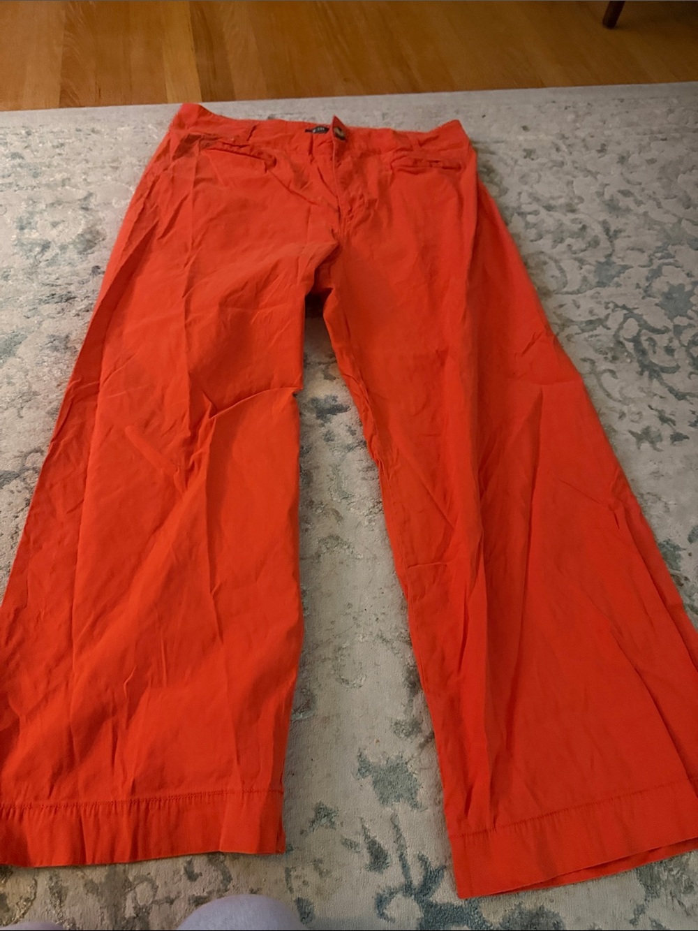 Maeve Orange Wide-Leg  linen and Cotton capris